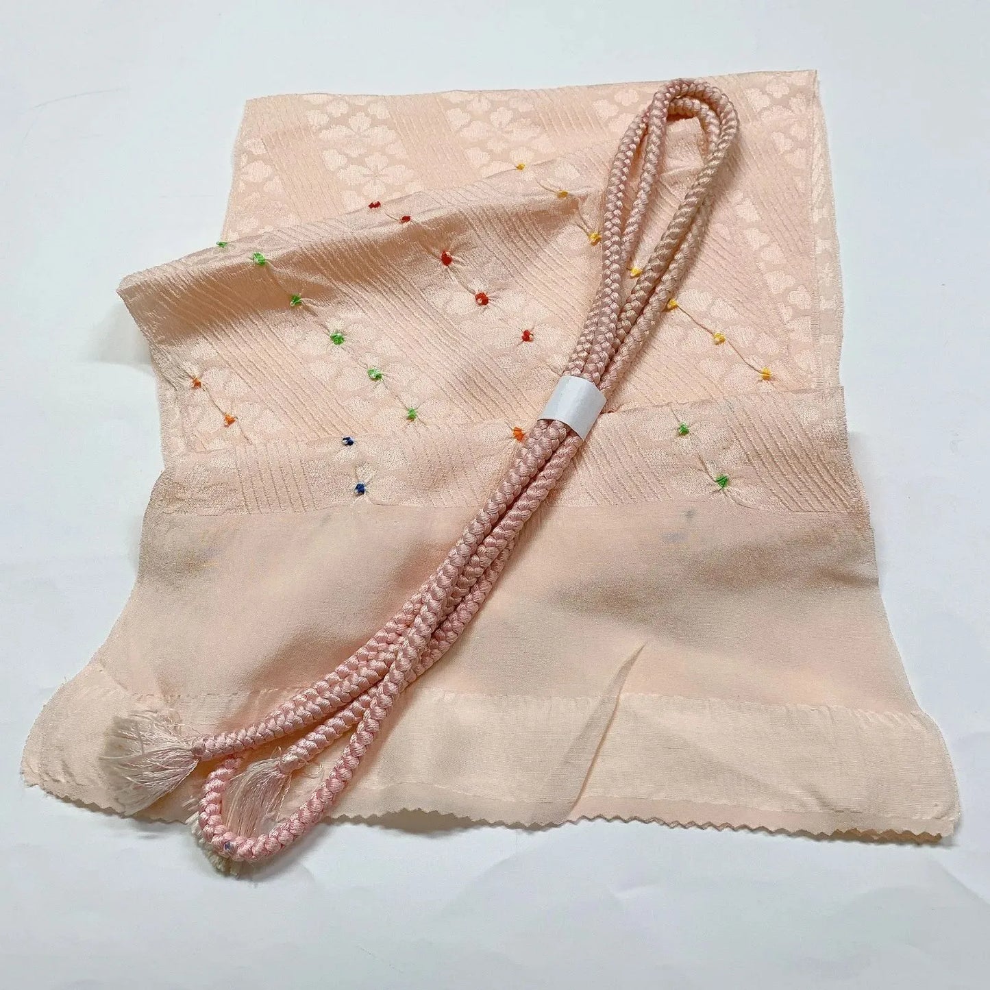 7413# Japanese Kimono Accessory Vintage Obiage and Obijime 2-piece Set Silk