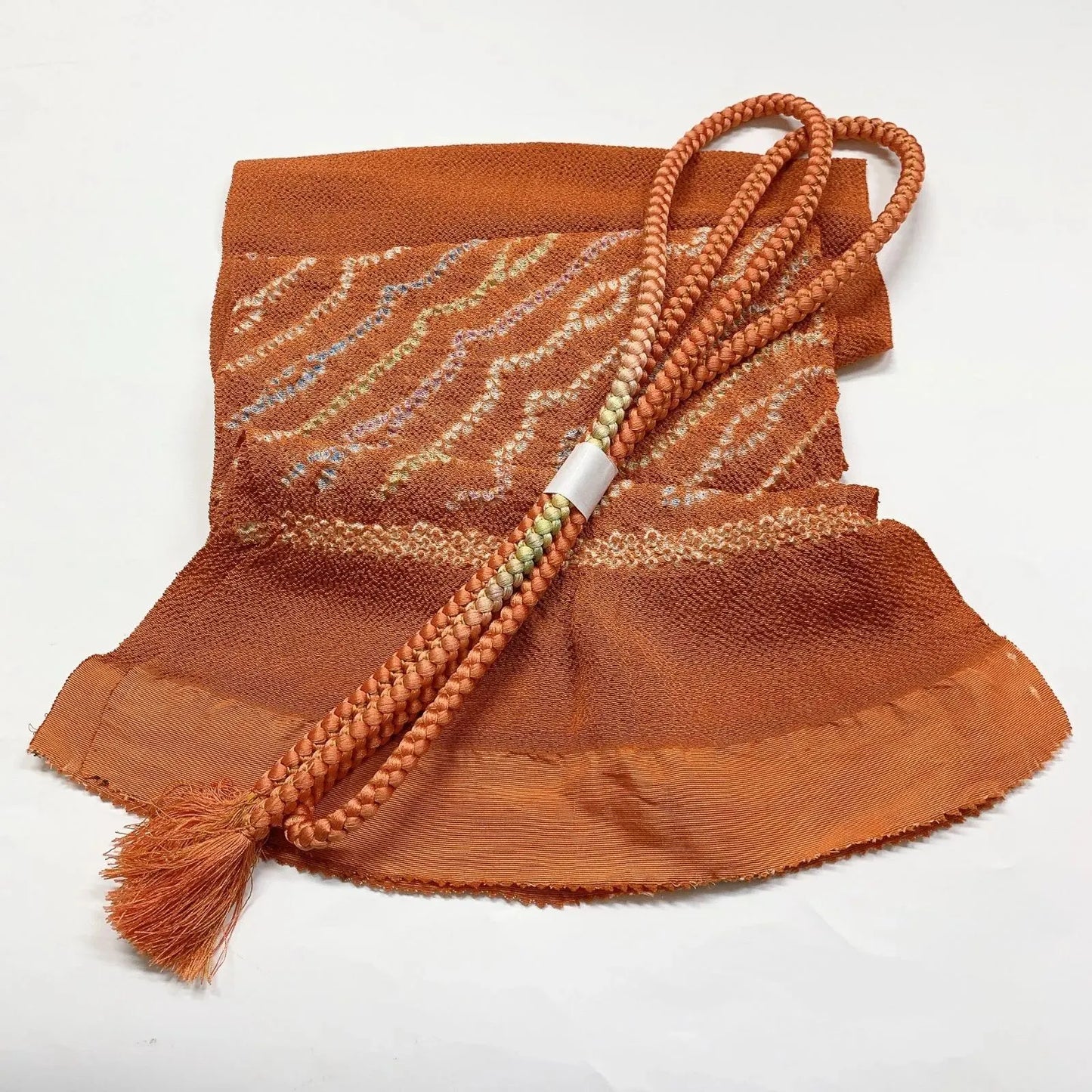 7415# Japanese Kimono Accessory Vintage Obiage and Obijime 2-piece Set Silk