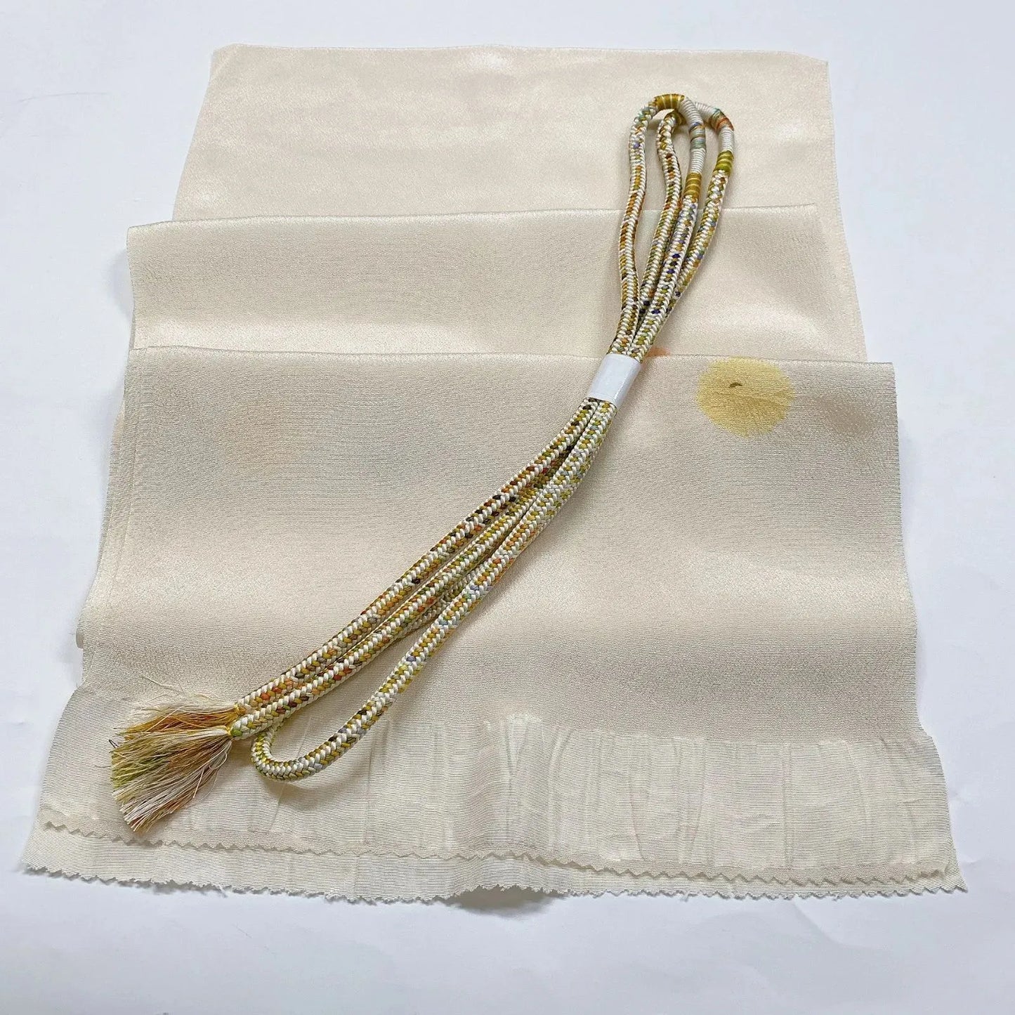 7417# Japanese Kimono Accessory Vintage Obiage and Obijime 2-piece Set Silk