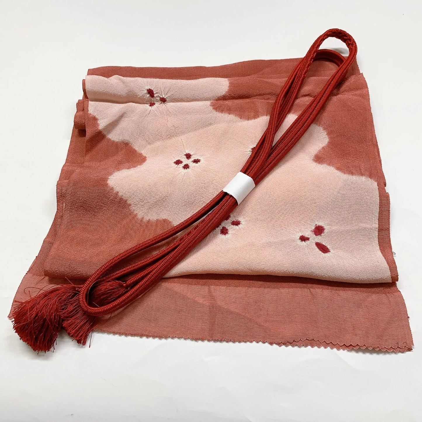 7431# Japanese Kimono Accessory Obiage and Obijime 2-piece Set Silk Shibori