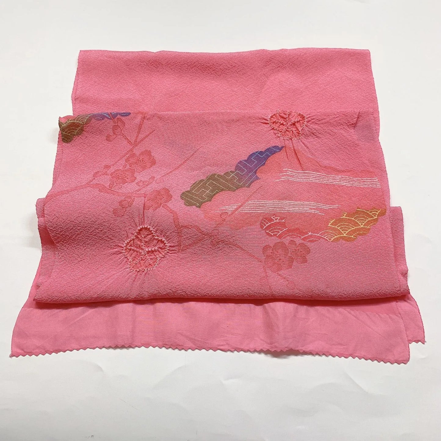 7435# Japanese Kimono Accessory Obiage and Obijime 2-piece Set Silk Shibori