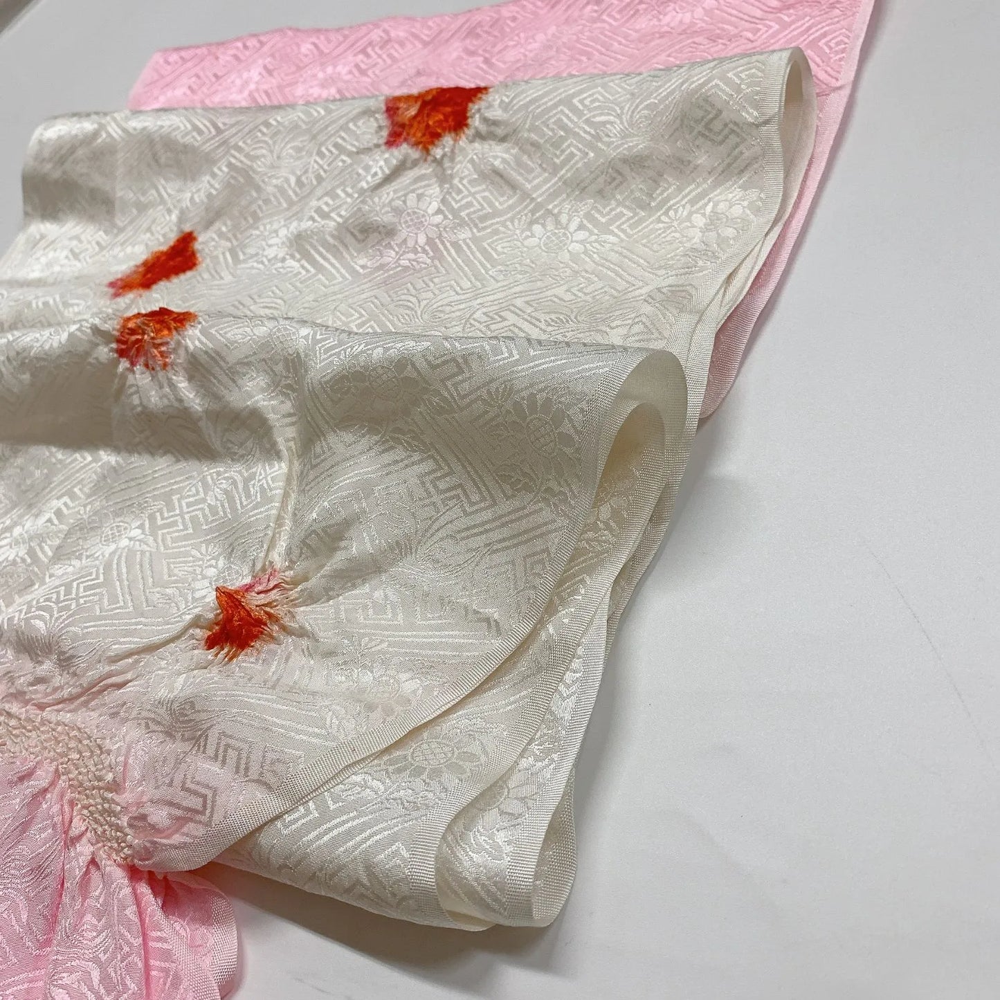 7468# Japanese Kimono Accessory Obiage and Obijime 2-piece Set Silk Shibori