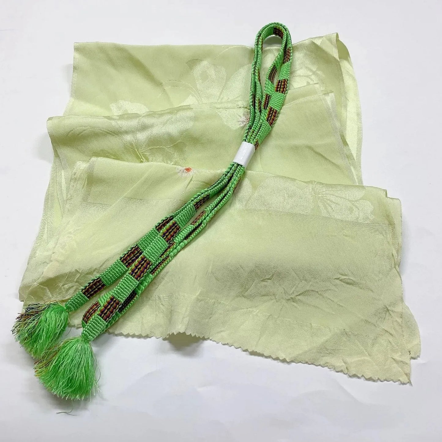 7421# Japanese Kimono Accessory Obiage and Obijime 2-piece Set Silk Shibori