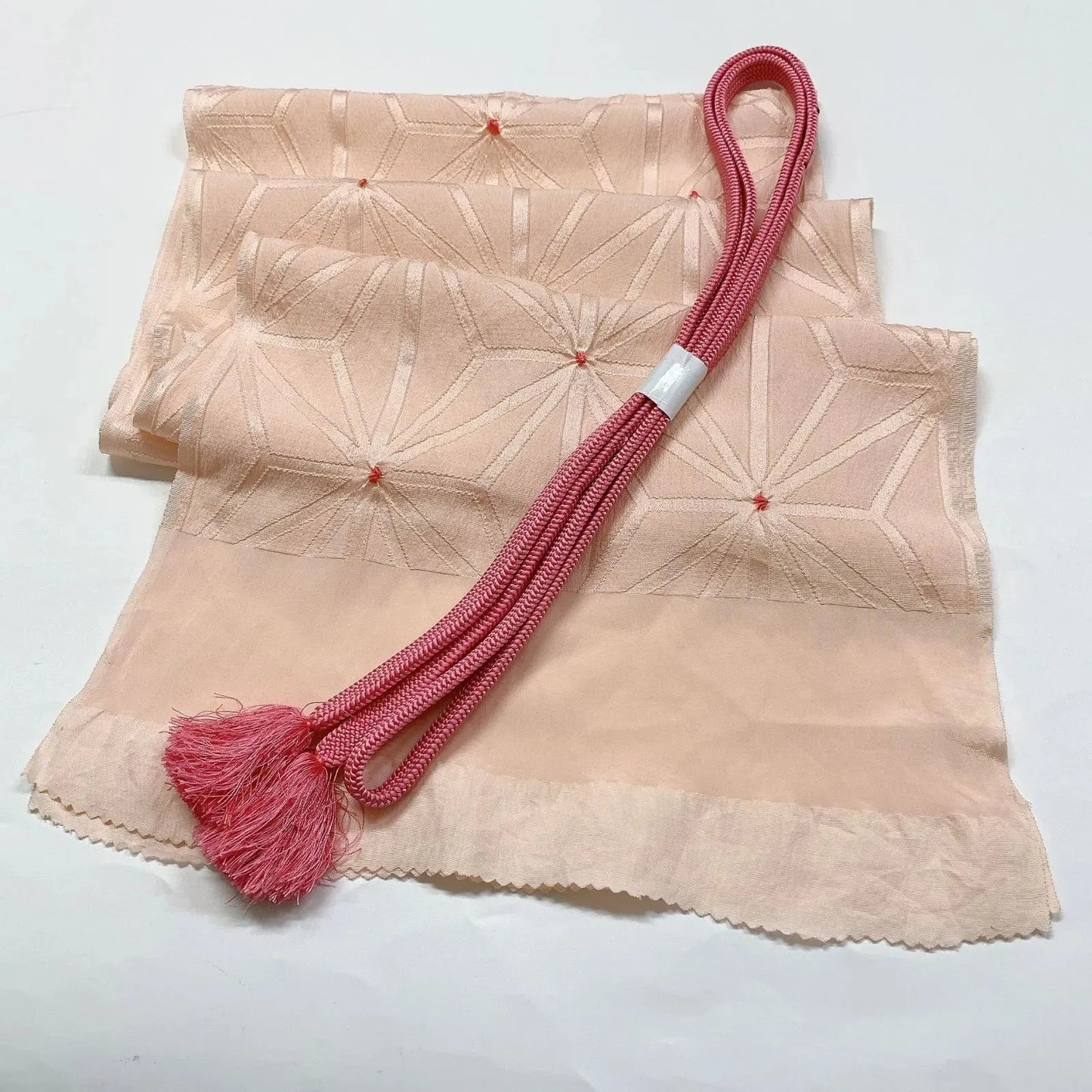 7422# Japanese Kimono Accessory Obiage and Obijime 2-piece Set Silk Shibori