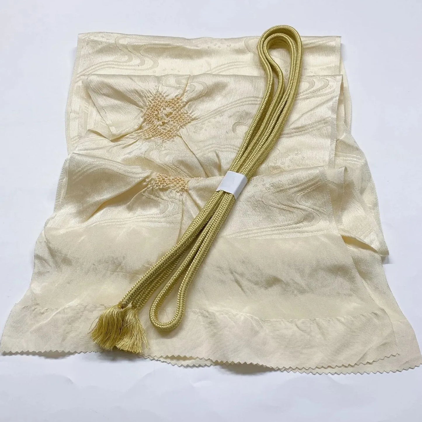 7424# Japanese Kimono Accessory Obiage and Obijime 2-piece Set Silk Shibori