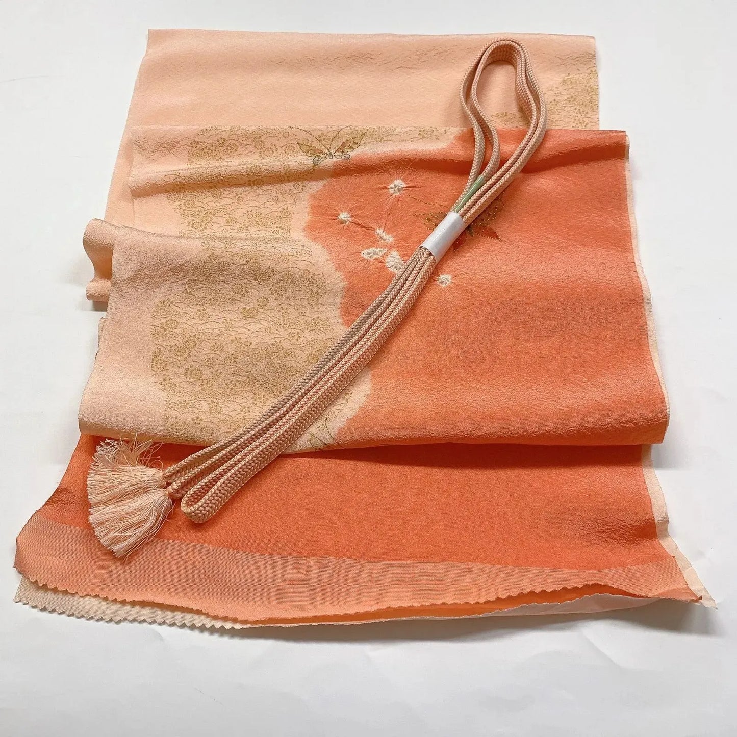 7425# Japanese Kimono Accessory Vintage Obiage and Obijime 2-piece Set Silk
