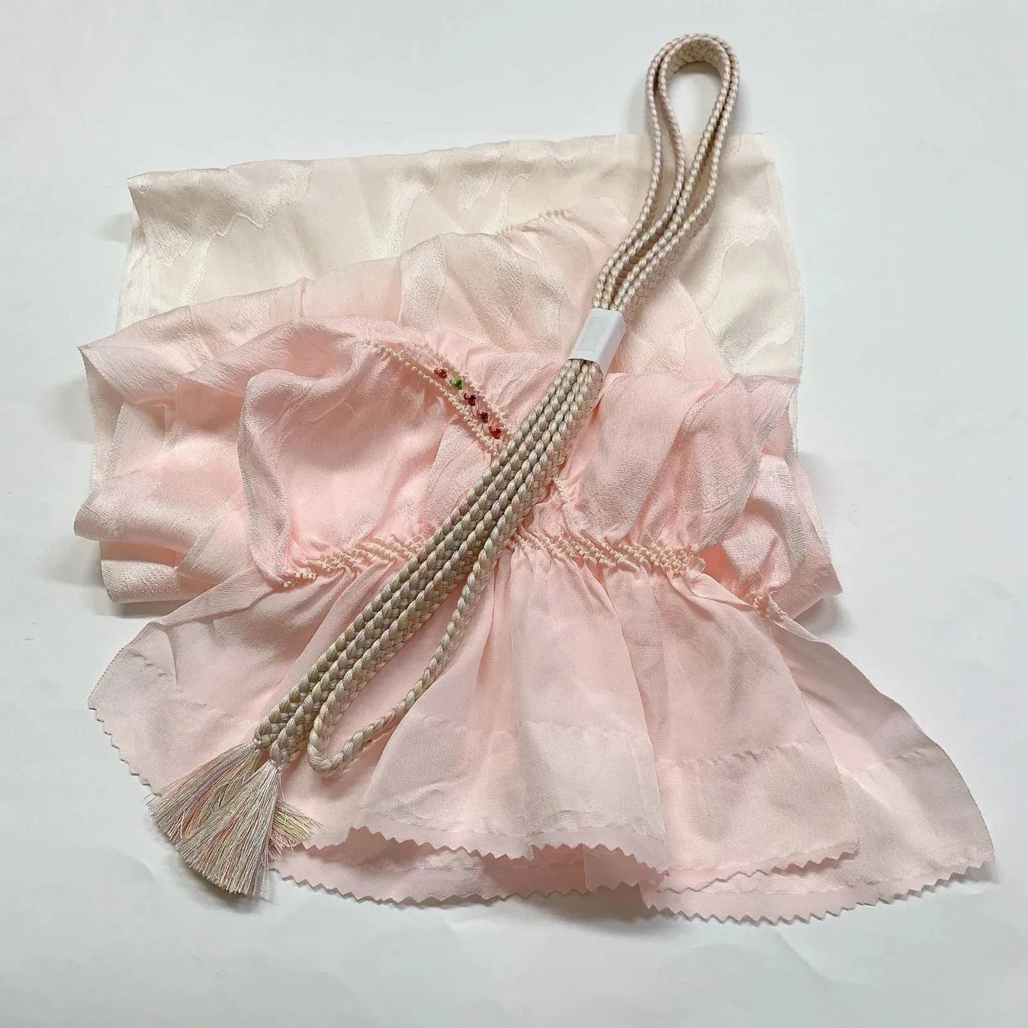 7434# Japanese Kimono Accessory Obiage and Obijime 2-piece Set Silk Shibori