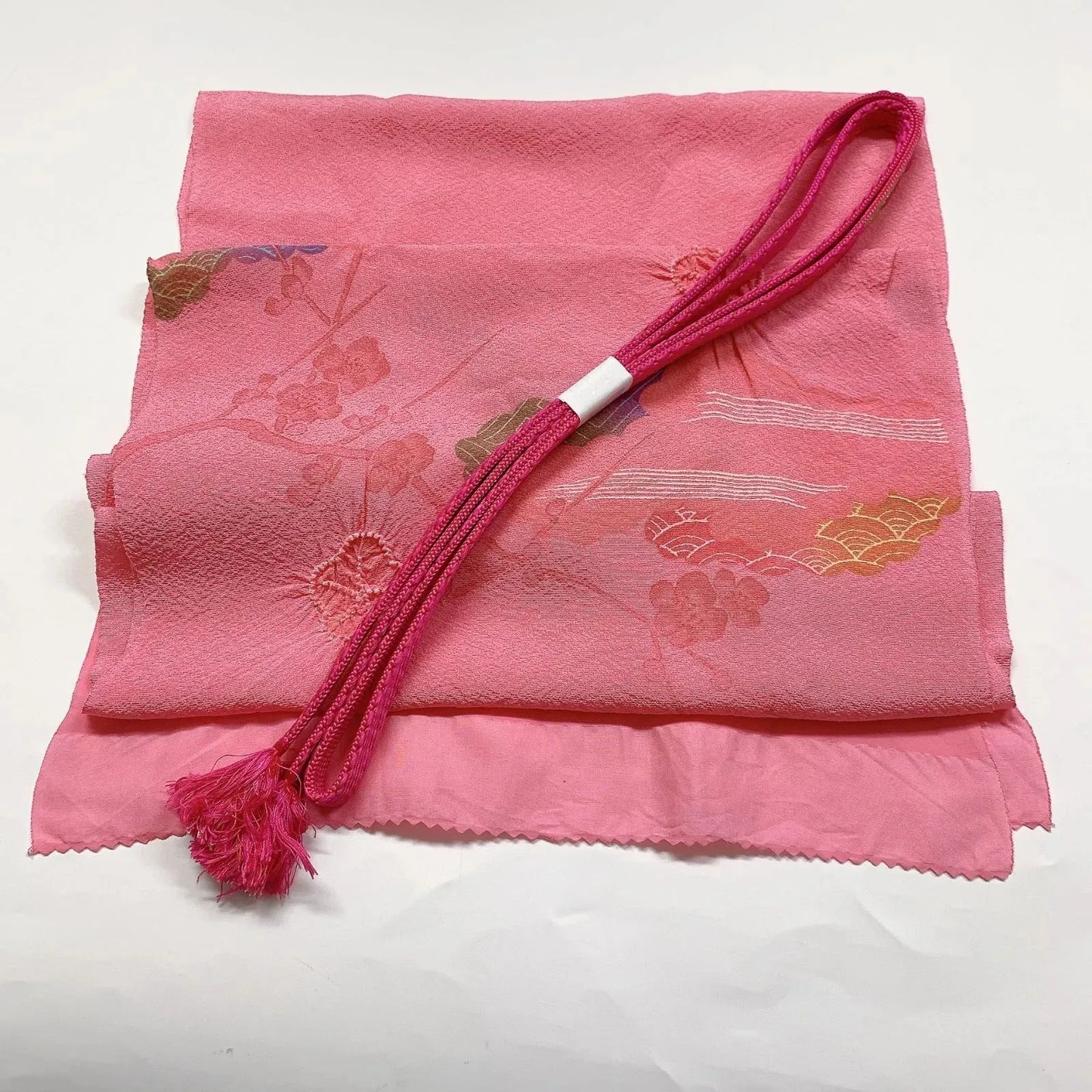 7435# Japanese Kimono Accessory Obiage and Obijime 2-piece Set Silk Shibori
