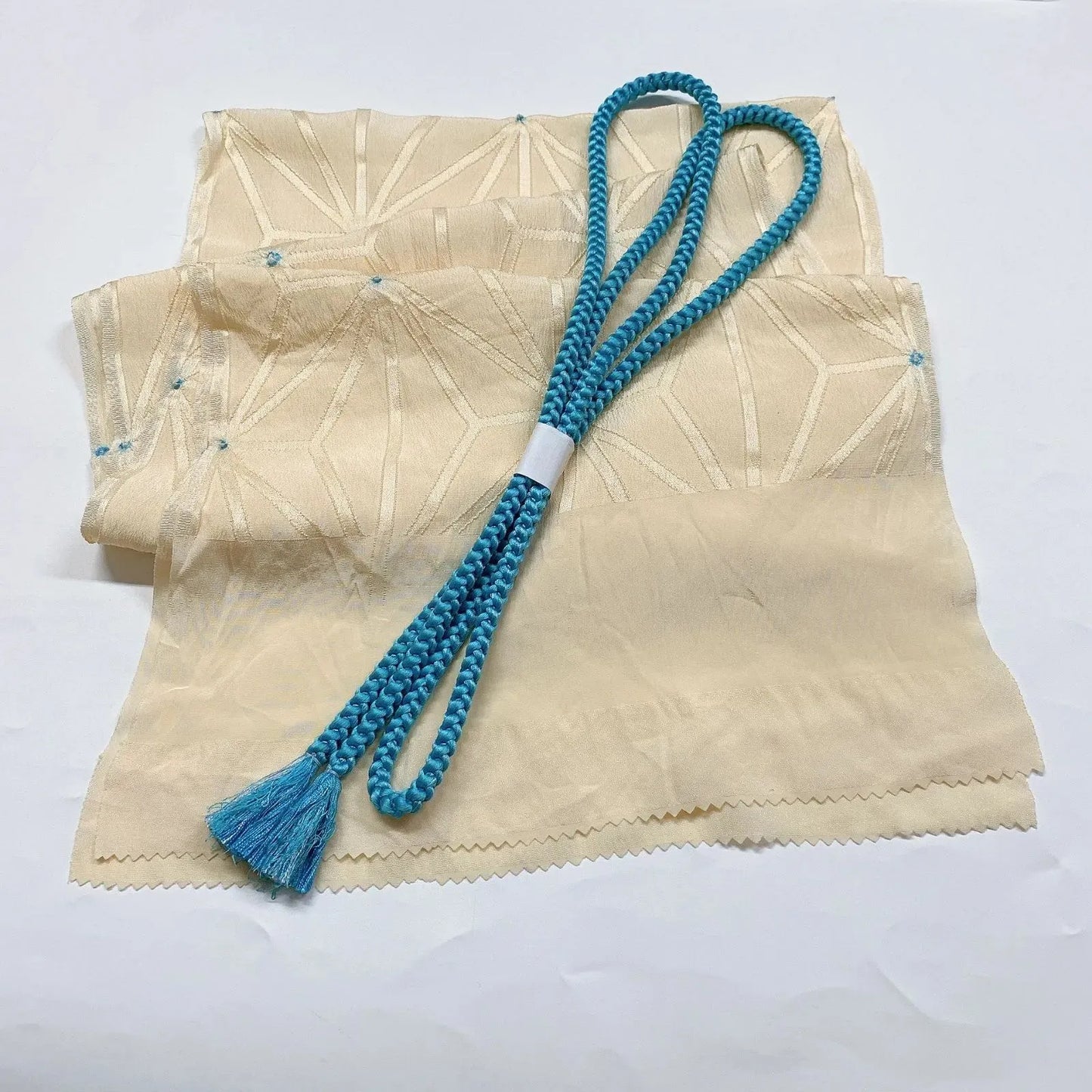 7436# Japanese Kimono Accessory Obiage and Obijime 2-piece Set Silk Shibori