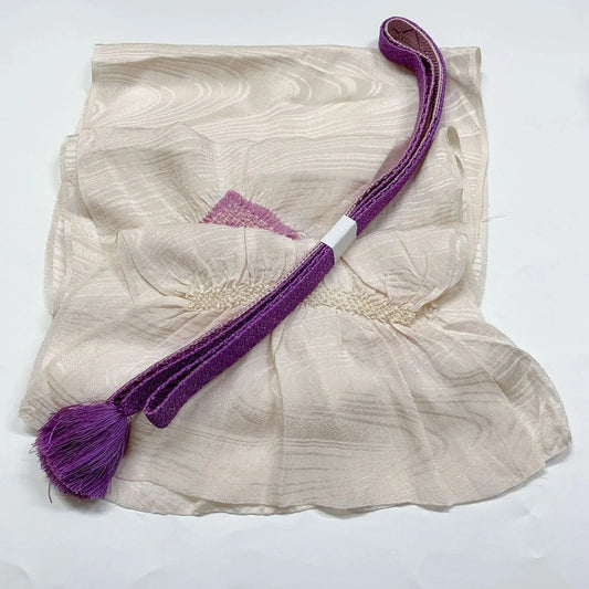 7438# Japanese Kimono Accessory Obiage and Obijime 2-piece Set Silk Shibori