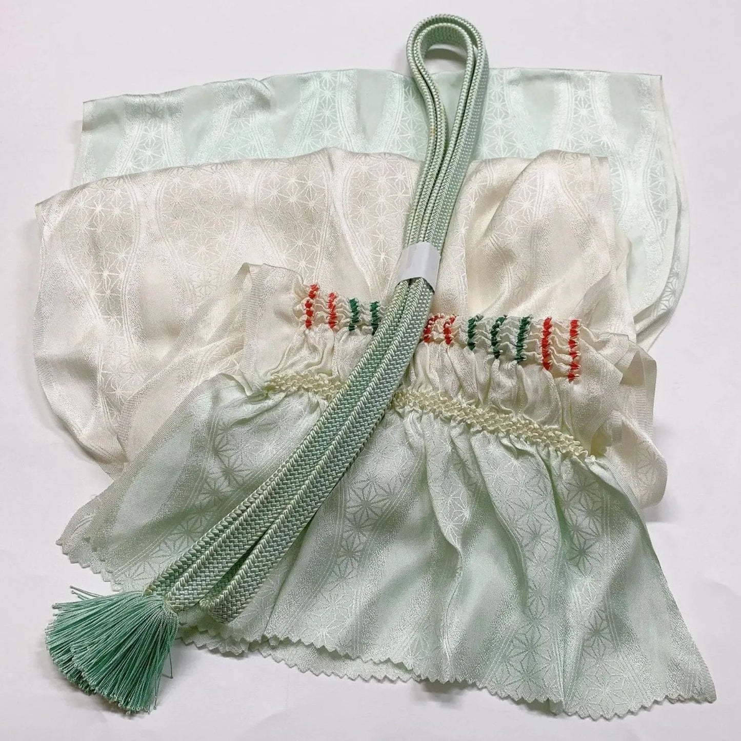 7439# Japanese Kimono Accessory Obiage and Obijime 2-piece Set Silk Shibori