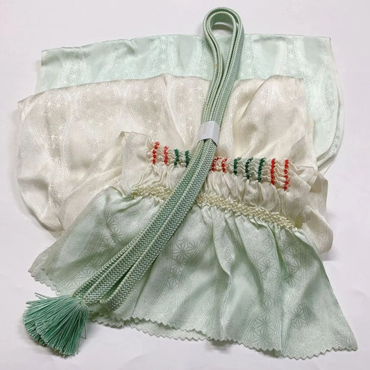 7439# Japanese Kimono Accessory Obiage and Obijime 2-piece Set Silk Shibori