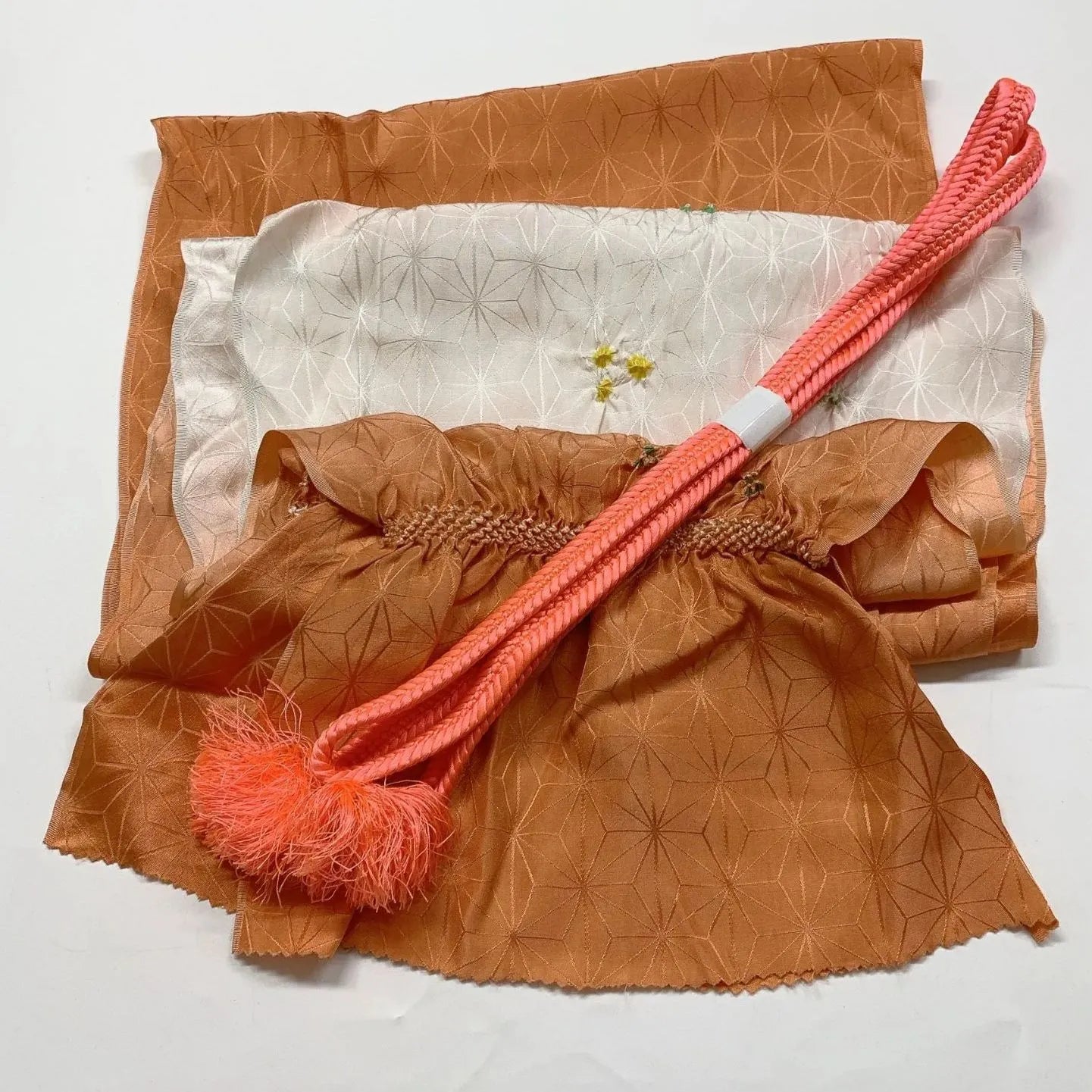 7440# Japanese Kimono Accessory Obiage and Obijime 2-piece Set Silk Shibori