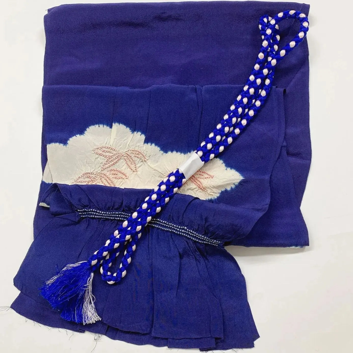 7441# Japanese Kimono Accessory Obiage and Obijime 2-piece Set Silk Shibori