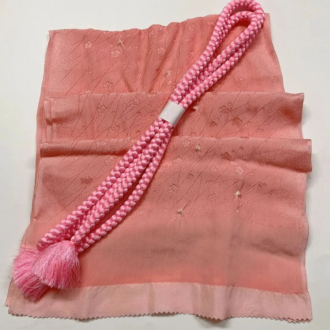 7442# Japanese Kimono Accessory Obiage and Obijime 2-piece Set Silk Shibori