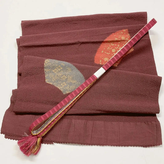 7443# Japanese Kimono Accessory Vintage Obiage and Obijime 2-piece Set Silk