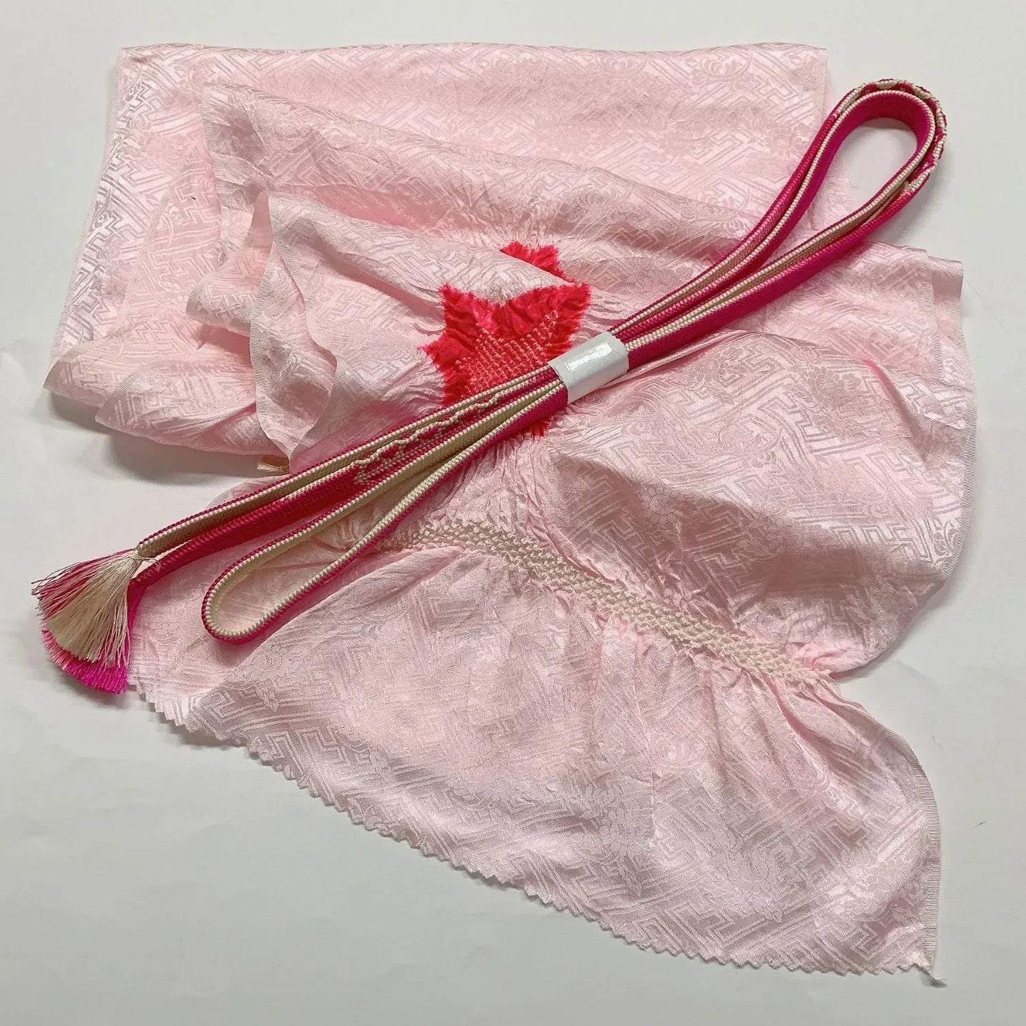 7448# Japanese Kimono Accessory Obiage and Obijime 2-piece Set Silk Shibori
