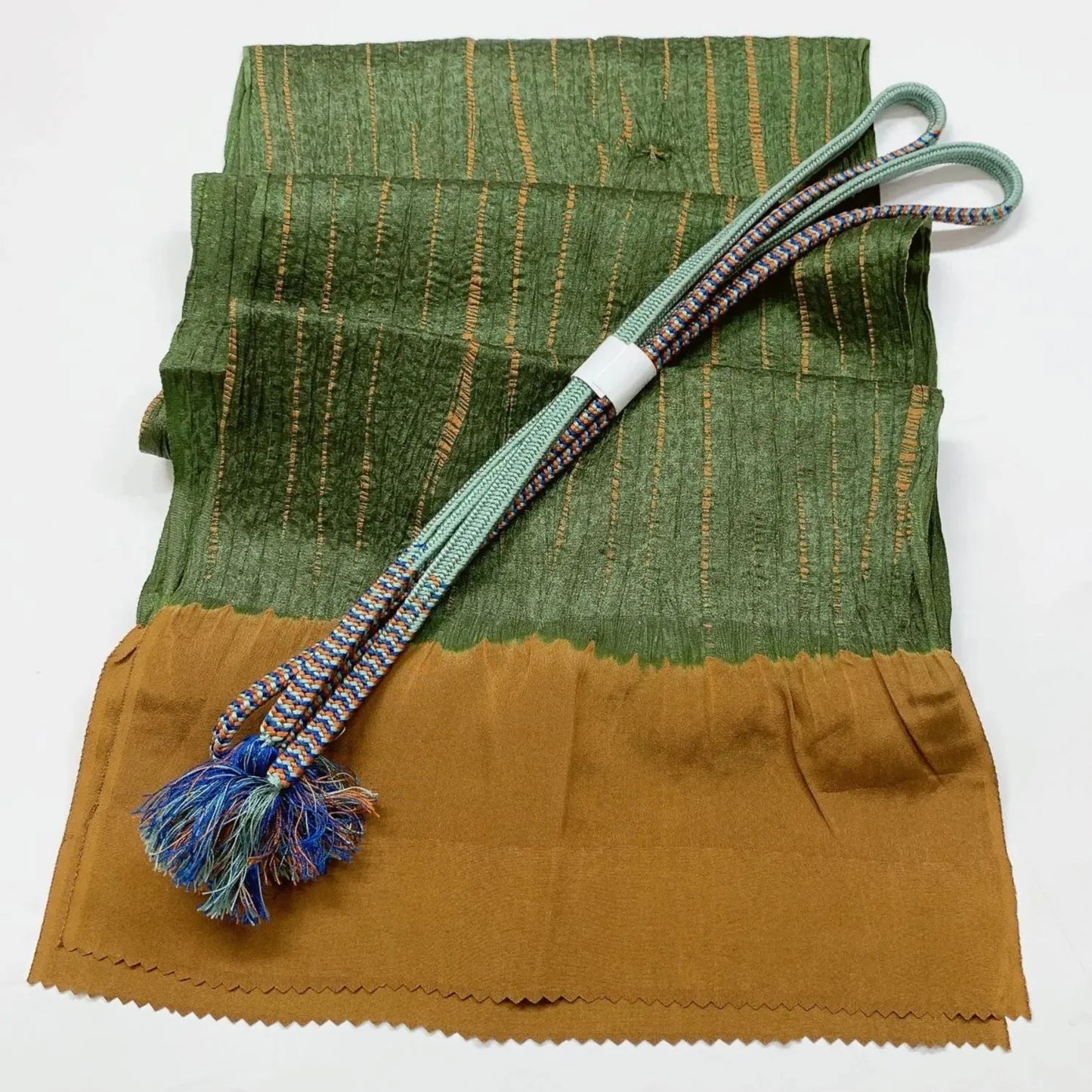 7449# Japanese Kimono Accessory Vintage Obiage and Obijime 2-piece Set Silk