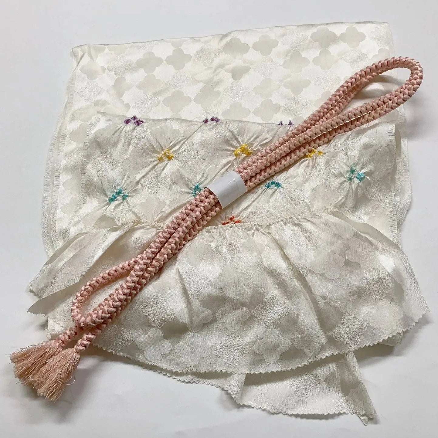 7454# Japanese Kimono Accessory Obiage and Obijime 2-piece Set Silk Shibori