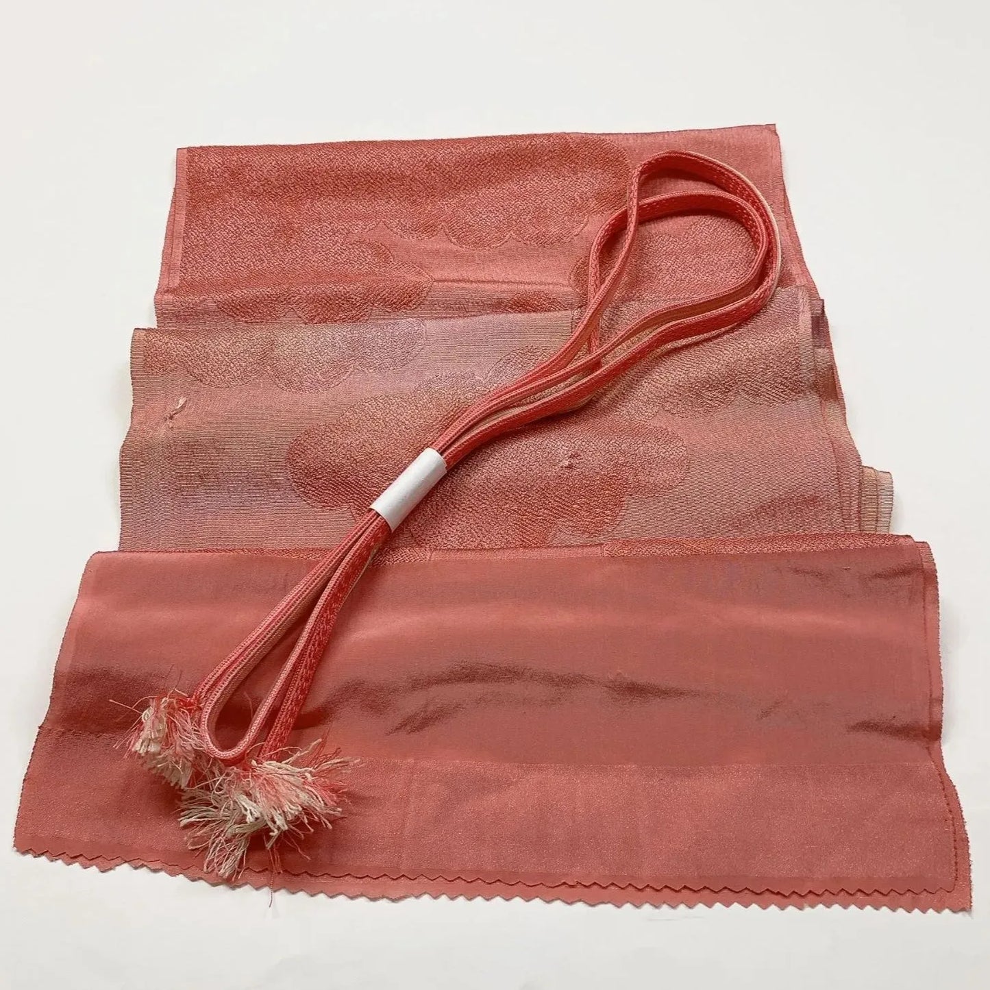 7458# Japanese Kimono Accessory Vintage Obiage and Obijime 2-piece Set Silk