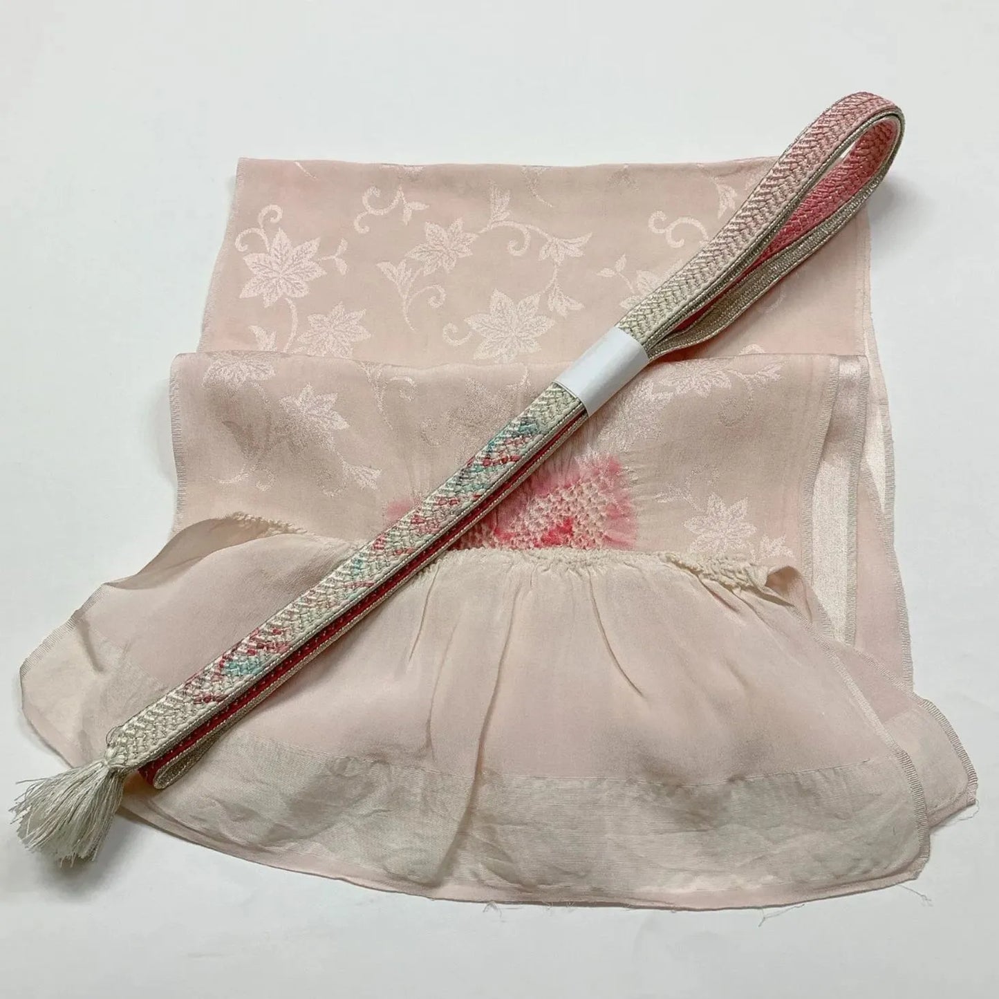 7459# Japanese Kimono Accessory Vintage Obiage and Obijime 2-piece Set Silk