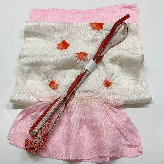 7468# Japanese Kimono Accessory Obiage and Obijime 2-piece Set Silk Shibori