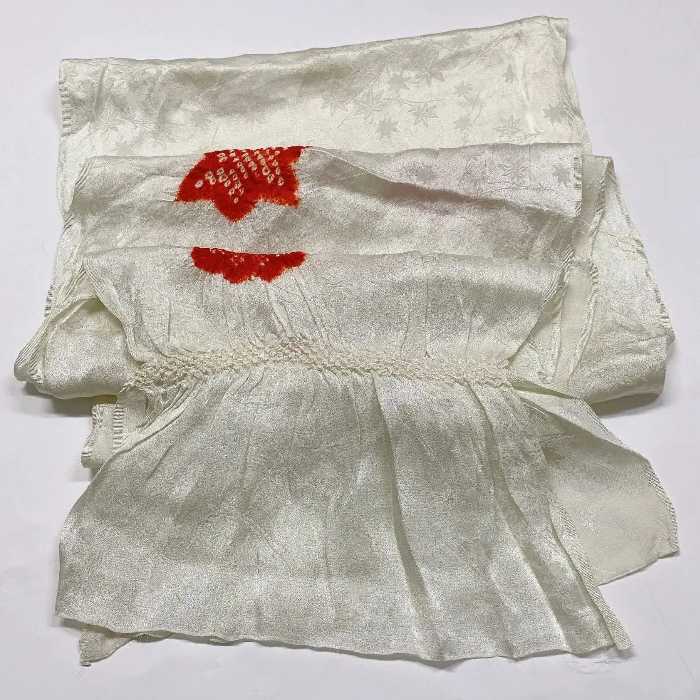 7469# Japanese Kimono Accessory Obiage and Obijime 2-piece Set Silk Shibori