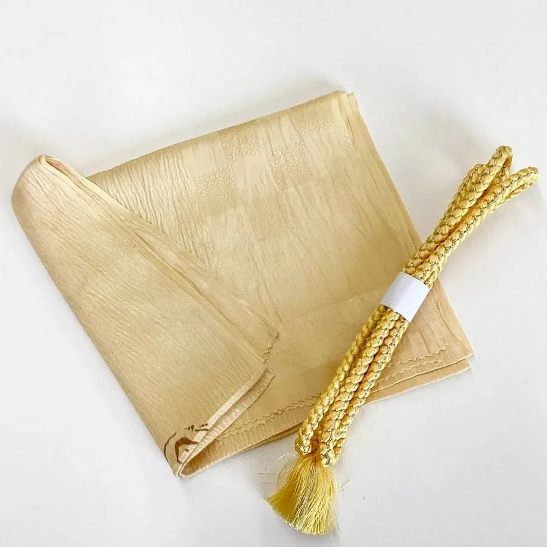 7549# Japanese Kimono Accessory Vintage Obiage and Obijime 2-piece Set Silk