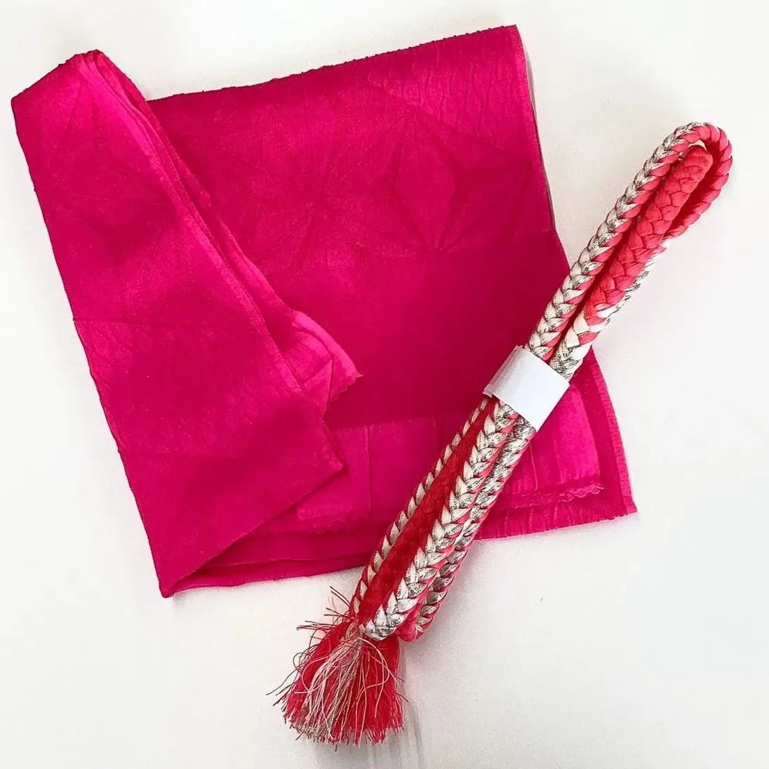 7550# Japanese Kimono Accessory Vintage Obiage and Obijime 2-piece Set Silk