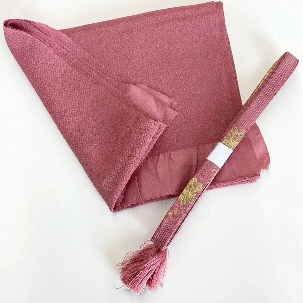 7552# Japanese Kimono Accessory Vintage Obiage and Obijime 2-piece Set Silk