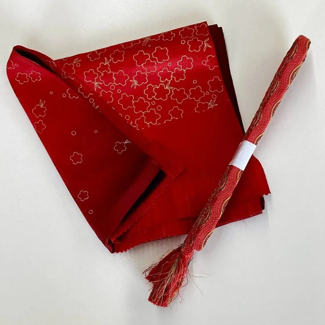 7554# Japanese Kimono Accessory Vintage Obiage and Obijime 2-piece Set Silk