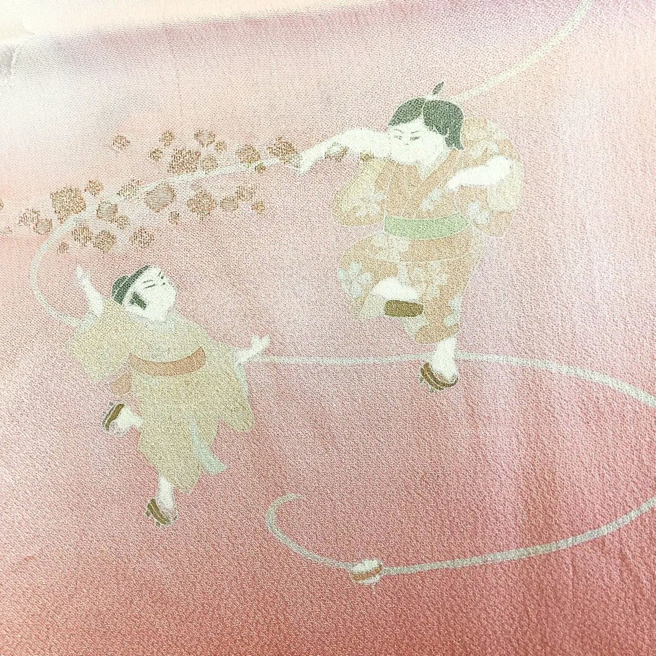 7571# Japanese Kimono Accessory Vintage Obiage and Obijime 2-piece Set Silk