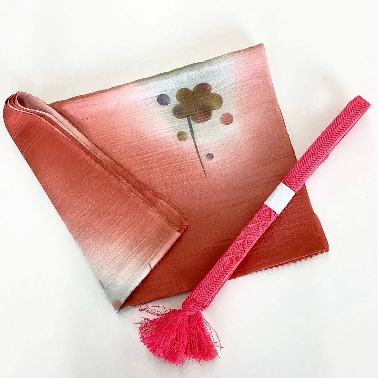 7559# Japanese Kimono Accessory Vintage Obiage and Obijime 2-piece Set Silk