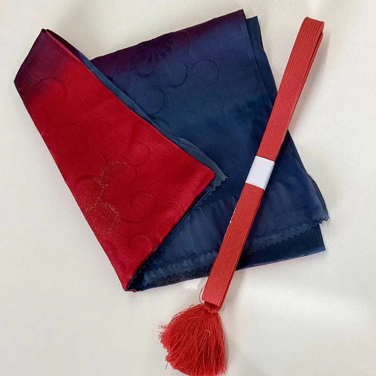 7562# Japanese Kimono Accessory Vintage Obiage and Obijime 2-piece Set Silk