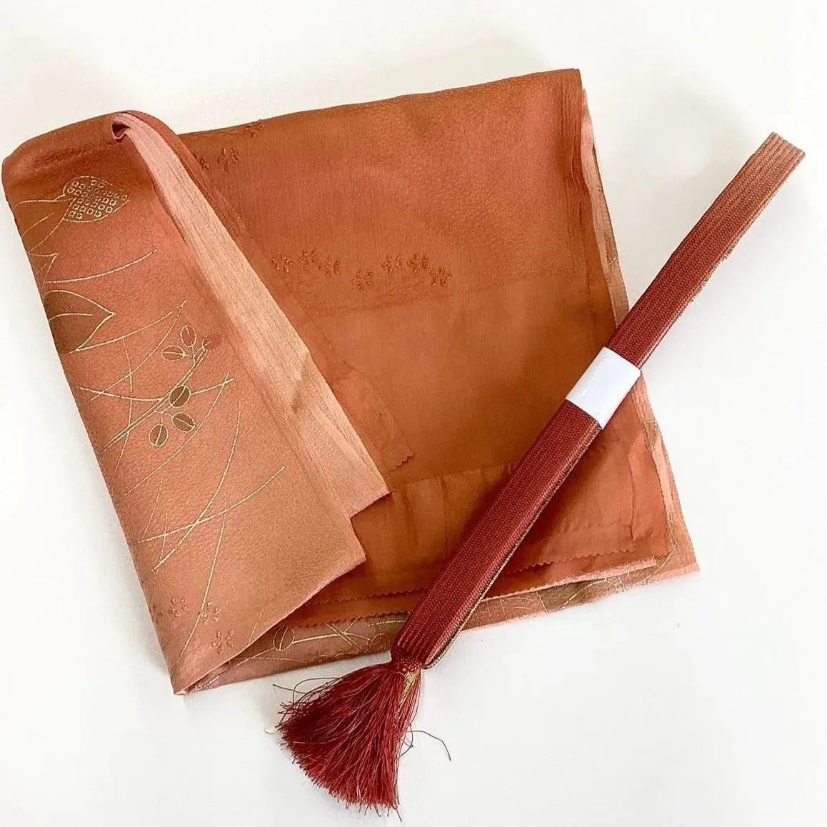 7564# Japanese Kimono Accessory Vintage Obiage and Obijime 2-piece Set Silk