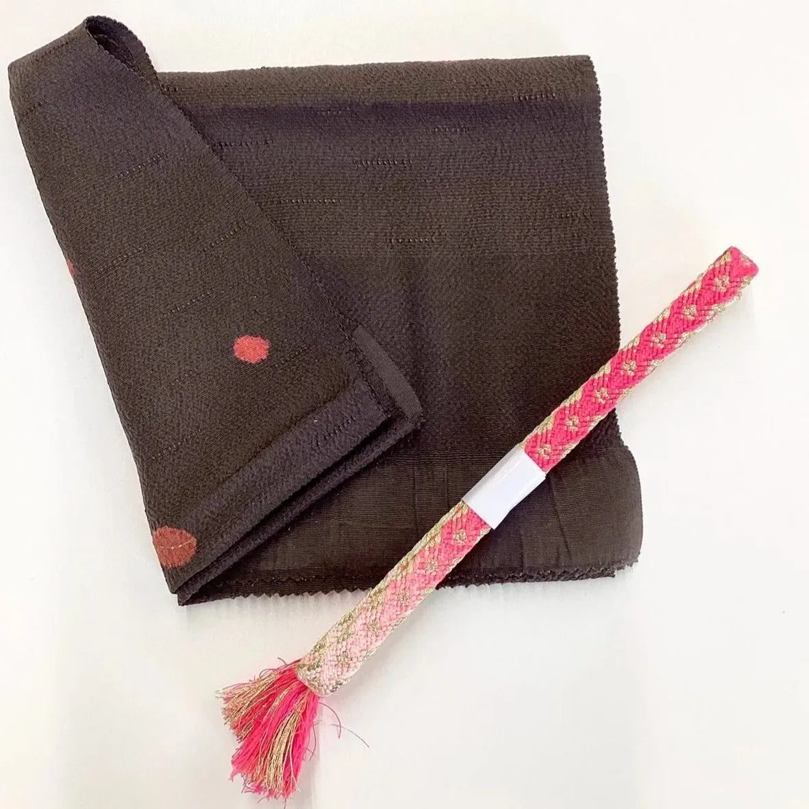 7566# Japanese Kimono Accessory Vintage Obiage and Obijime 2-piece Set Silk