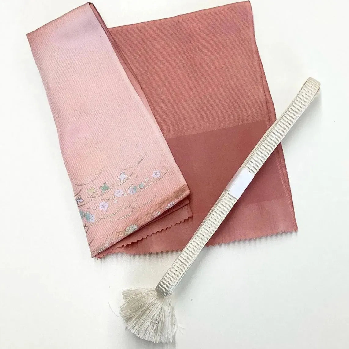 7567# Japanese Kimono Accessory Vintage Obiage and Obijime 2-piece Set Silk