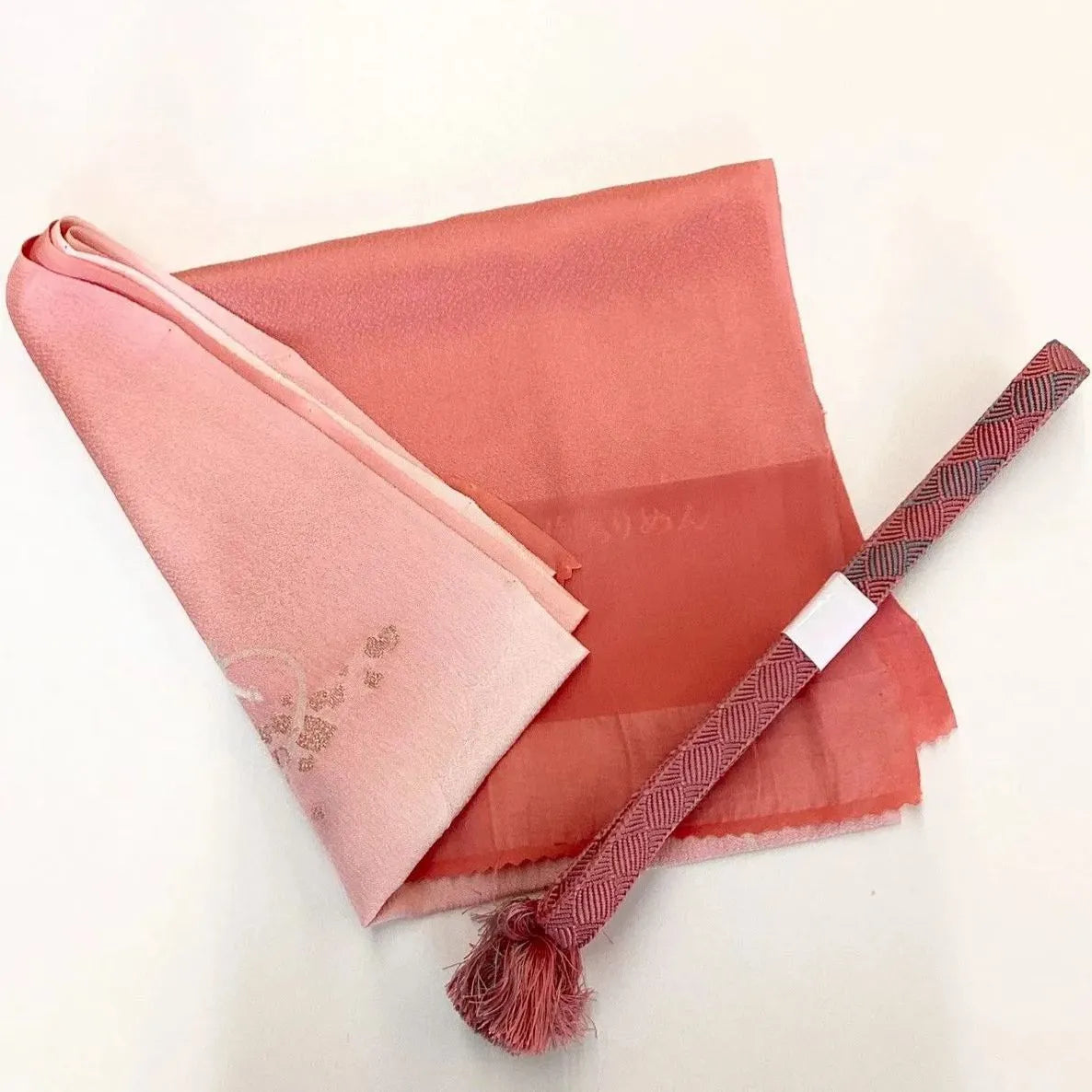 7571# Japanese Kimono Accessory Vintage Obiage and Obijime 2-piece Set Silk