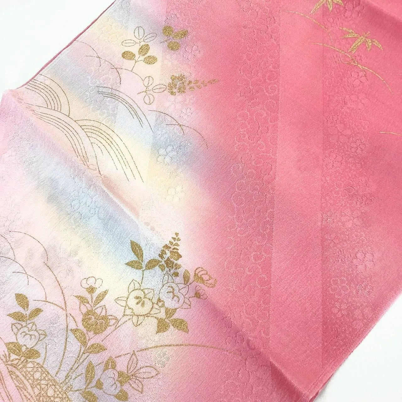7575# Japanese Kimono Accessory Vintage Obiage and Obijime 2-piece Set Silk