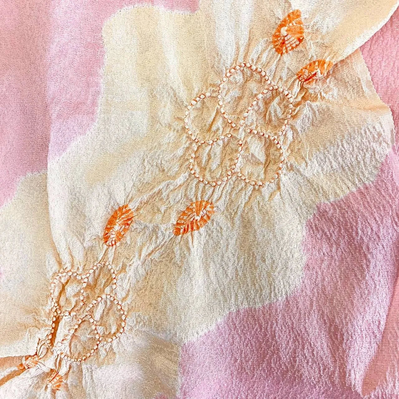 7592# Japanese Kimono Accessory Vintage Obiage and Obijime 2-piece Set Silk