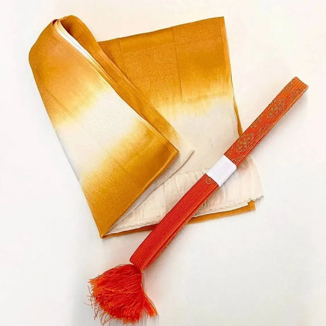7584# Japanese Kimono Accessory Vintage Obiage and Obijime 2-piece Set Silk