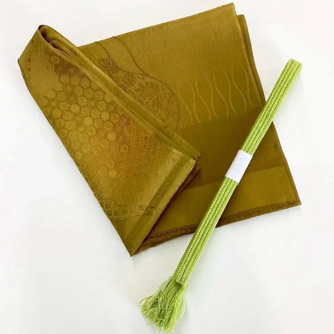7589# Japanese Kimono Accessory Vintage Obiage and Obijime 2-piece Set Silk