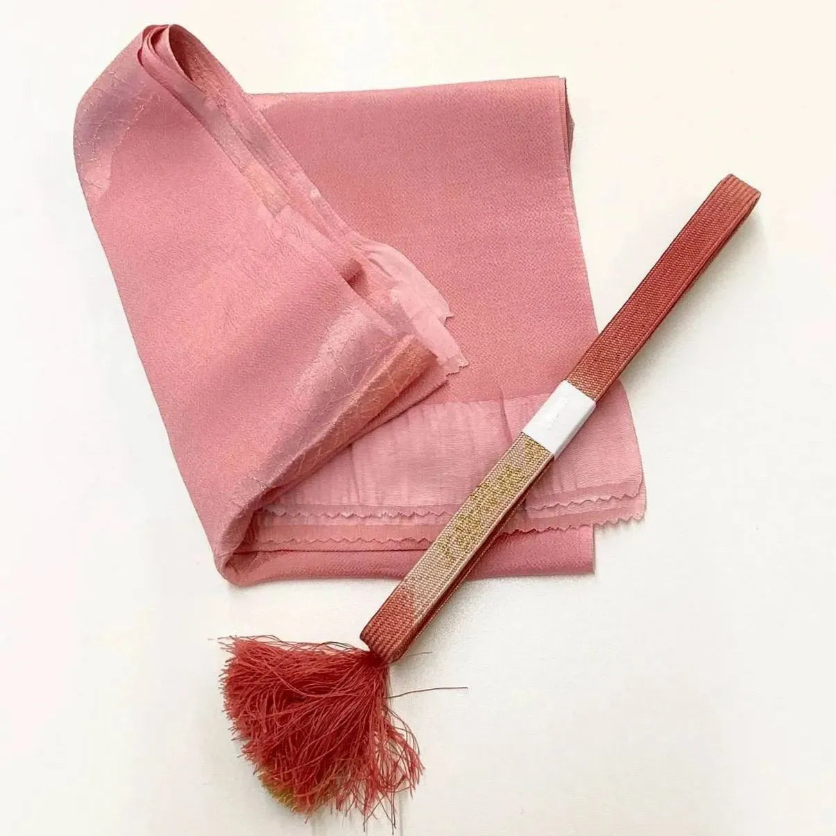 7595# Japanese Kimono Accessory Vintage Obiage and Obijime 2-piece Set Silk