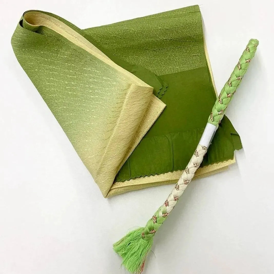 7596# Japanese Kimono Accessory Vintage Obiage and Obijime 2-piece Set Silk