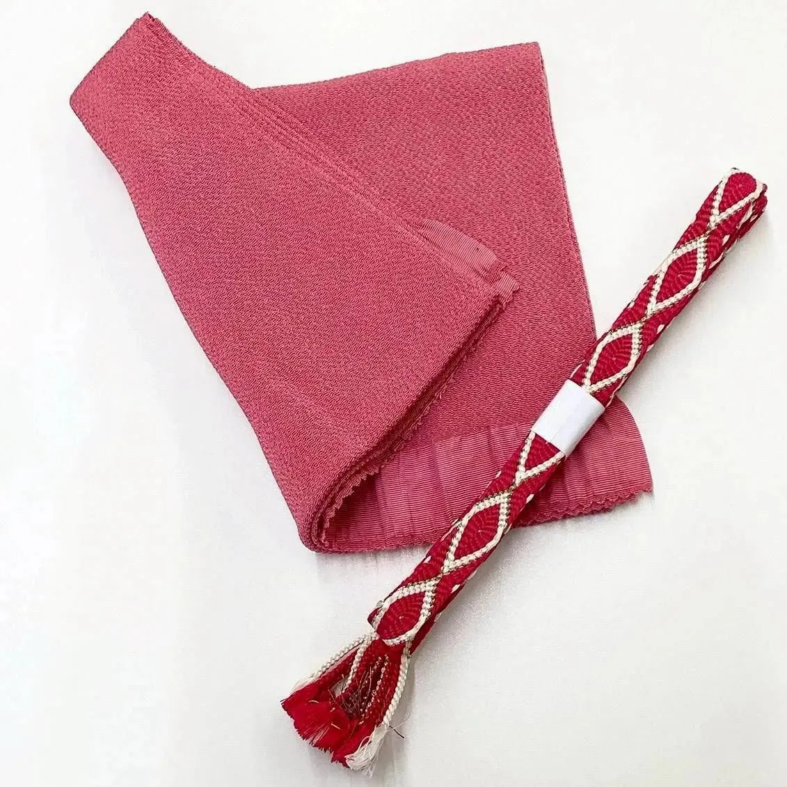 7597# Japanese Kimono Accessory Vintage Obiage and Obijime 2-piece Set Silk