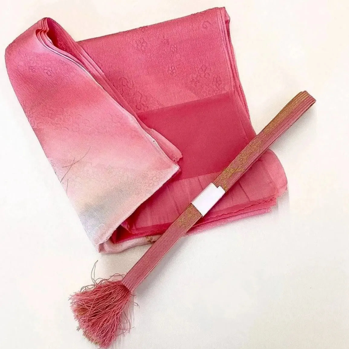 7575# Japanese Kimono Accessory Vintage Obiage and Obijime 2-piece Set Silk
