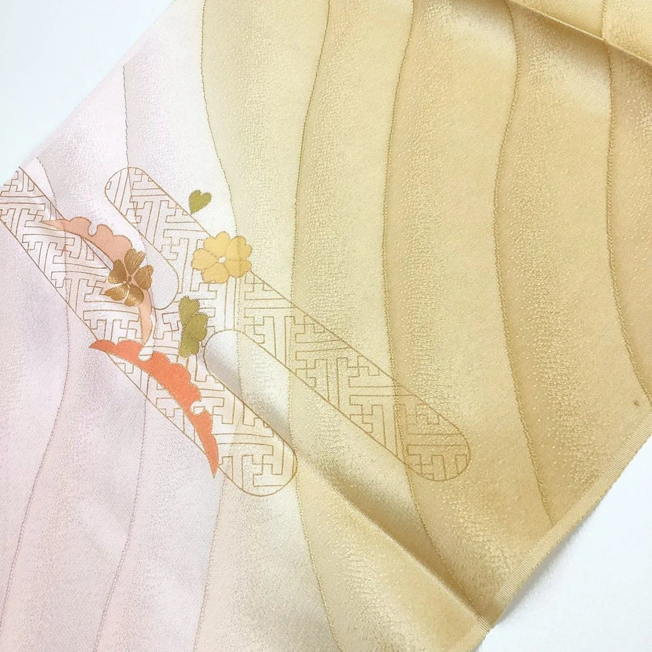 7617# Japanese Kimono Accessory Vintage Obiage and Obijime 2-piece Set Silk