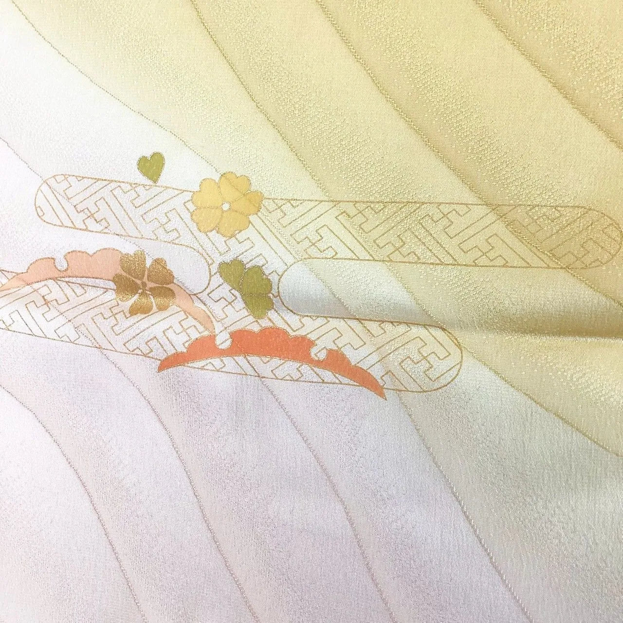 7617# Japanese Kimono Accessory Vintage Obiage and Obijime 2-piece Set Silk