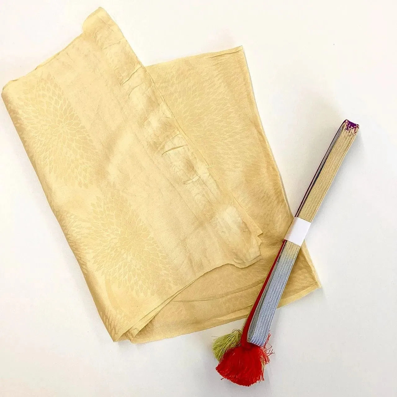 7605# Japanese Kimono Accessory Vintage Obiage and Obijime 2-piece Set Silk