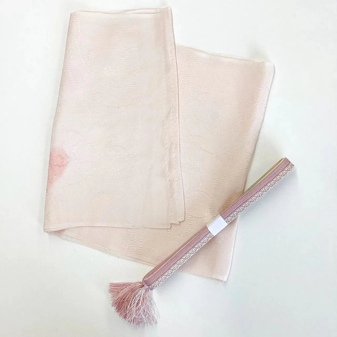 7608# Japanese Kimono Accessory Vintage Obiage and Obijime 2-piece Set Silk